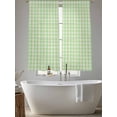 thumbnail image 6 of Sage Green Semi Sheer Curtains 63 Inch Length 2 Panels Set, Grid Checkered Plaid Gingham Lattice Trellis Sheer Kitchen Curtain Privacy Voile Window Curtain for Living Room Bedroom Rod Pocket Drapes, 6 of 7