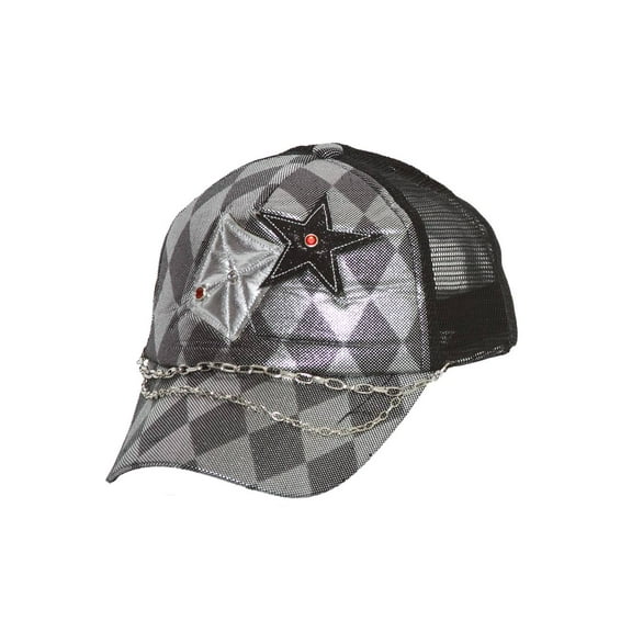 Clover Stars with Checkered Diamonds Trucker Hat - Black