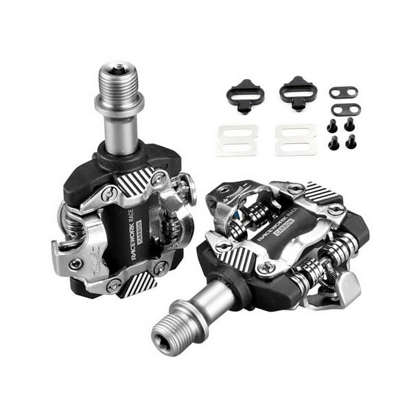 Pedal de bicicleta de montaña Toystoory RACEWORK 2 piezas fibra de carbono eje de acero antideslizante Negro plata
