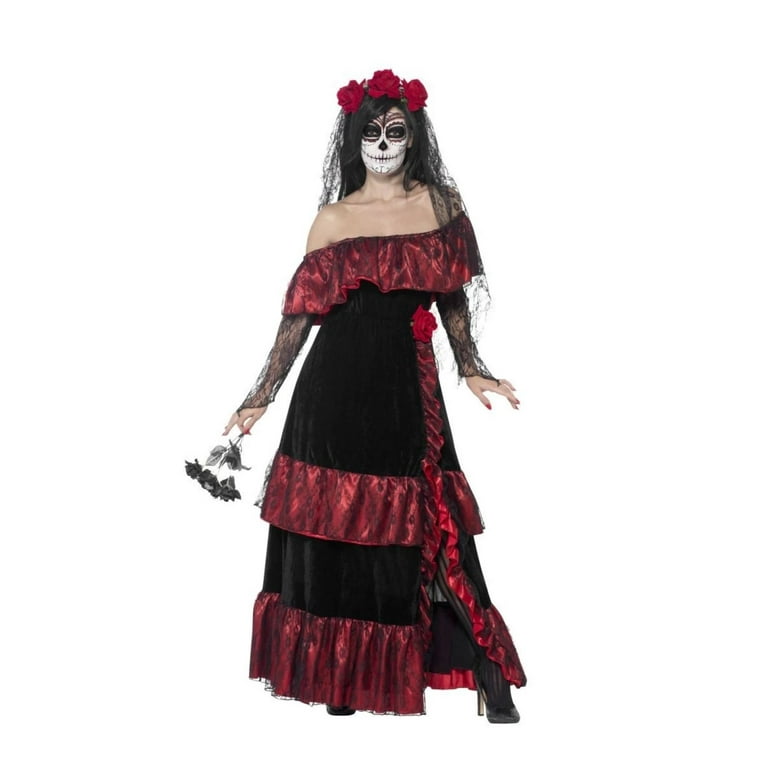 Day Of The Dead Bride Costume Adult Red Dress Day Of The Dead Bride Costume Adult Red Dress