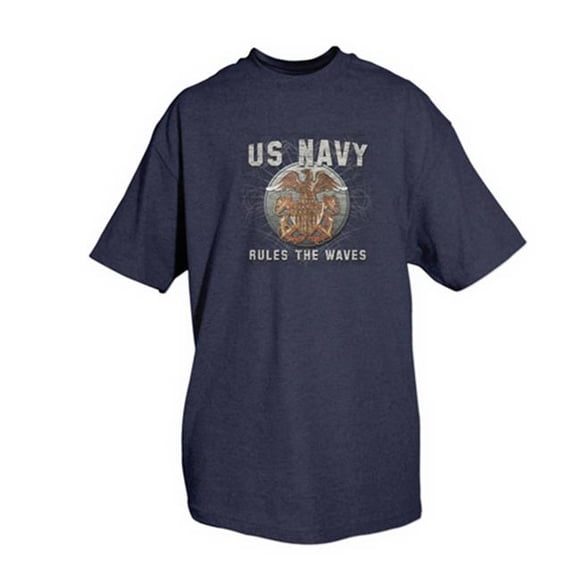 US Navy Rules The Waves T-Shirt pour Hommes, Marine - Grand