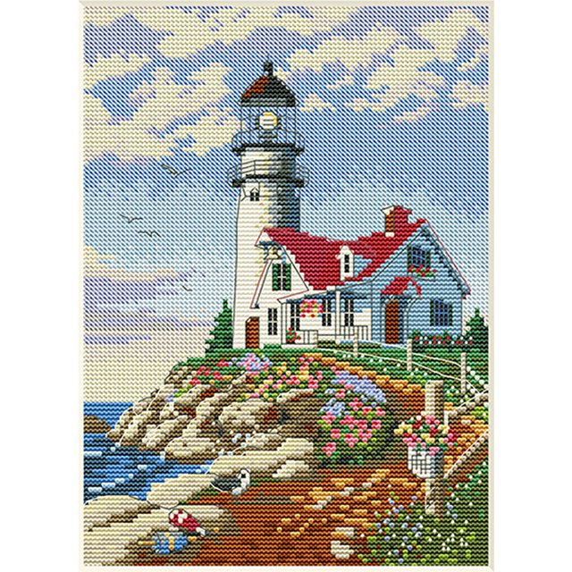 Bordado Hilo Eco-Algodón 11CT Impreso Faro Punto Cruz (5343)