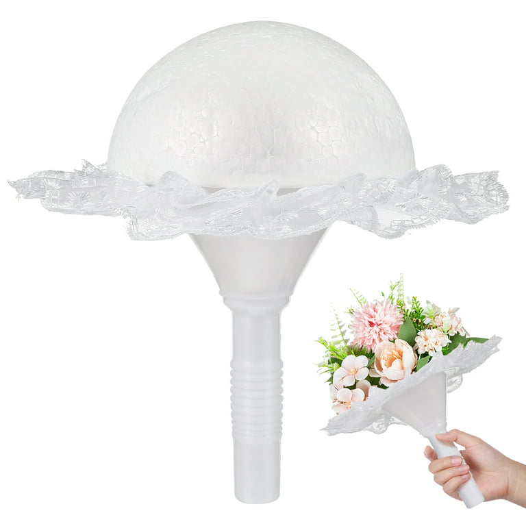 1 Set Wedding Bouquet Holder Bride Flower Foam Lace Handle Bouquet Stand  Flower Arrangement Wedding Prop 