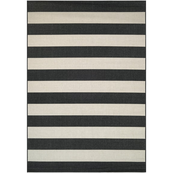 Couristan Afuera Yacht Club 2' x 3'7" Onyx Black and Ivory Stripe Outdoor Rectangle Rug
