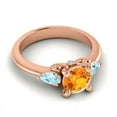 thumbnail image 2 of 2.50 Carat Round Cut Citrine & Aquamarine Gemstone Stylish Three Stone Ring for Women Solid 14K Rose Gold Size 11.5 by Diamond-Capitals, 2 of 8