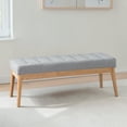 thumbnail image 2 of GZXS Mid-Century Modern Upholstered Bench, 43.5" Button-Tufted Seat with Solid Birch Legs, for Living Room, Entryway, Windows or End of Bed (Light Gray), 2 of 9