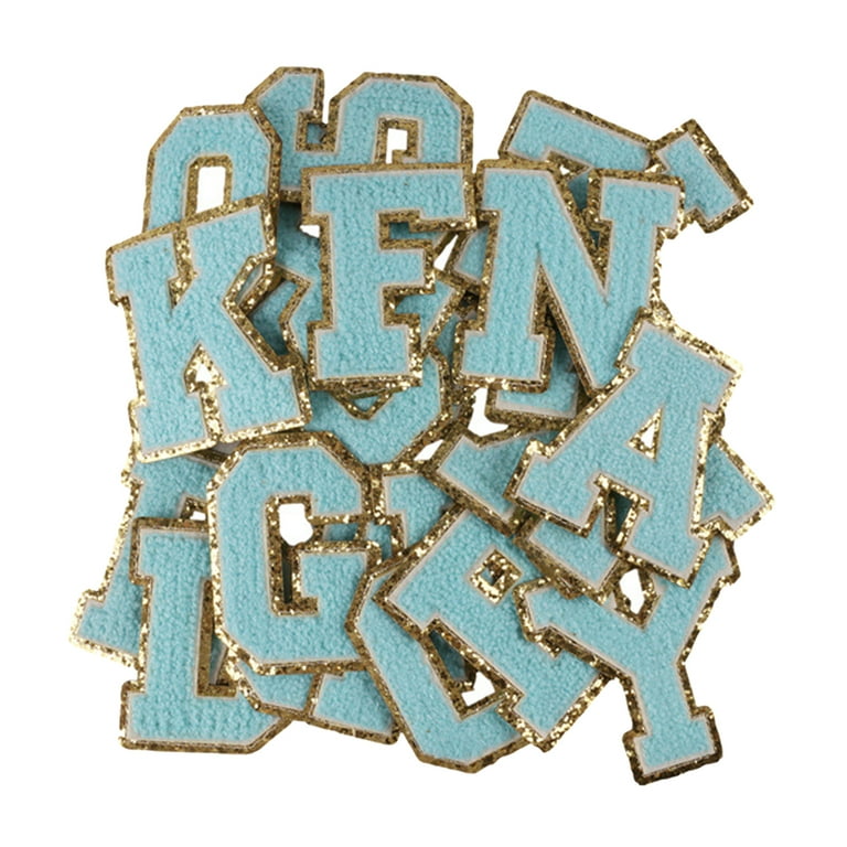 Teal Chenille Patches 1Pcs Embroidery Letter Patch for Clothing