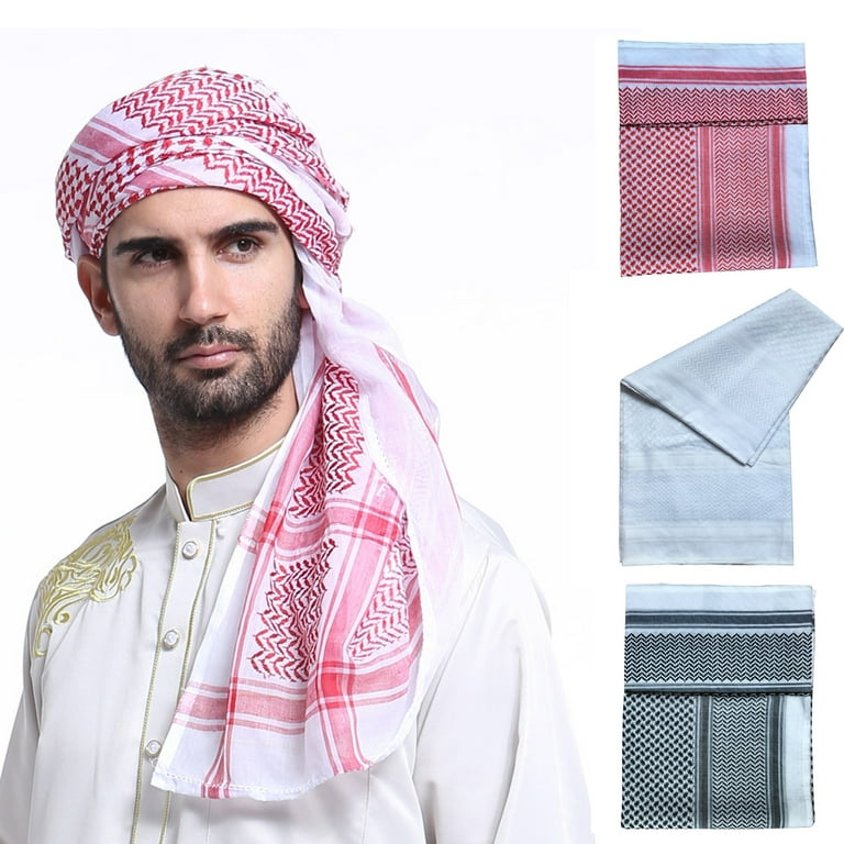Travelwant Men's Large Arab Shemagh Headscarf Muslim Headcover Shawl Keffiyeh  Arabic Scarf 