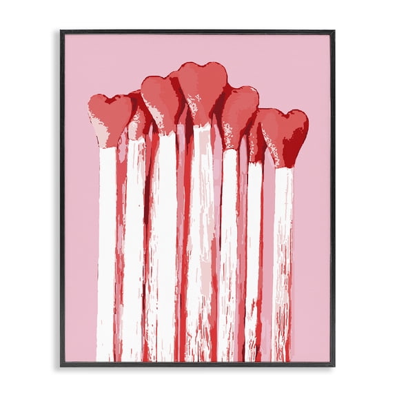 Stupell Industries Eclectic Pastel Pink Heart Matches Black Framed Giclee Art, 11 x 14, by Lil' Rue