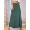 thumbnail image 4 of Women'S Casual Mid Long Skirts Stretchy Ultra-Soft Flowy Maxi Formal Skirts High Waist Lounge Skirts Dark Green S, 4 of 5
