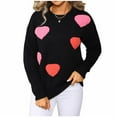 thumbnail image 2 of HOMBOM Womens Black Sweaters Winter Crew Neck Fall Heart Casual Pullover Tops for Womens Knit, 2 of 9