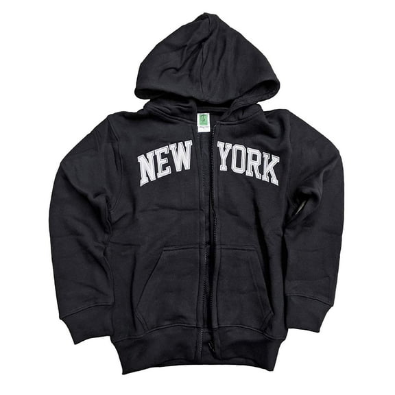 Kid's New York City Zippered Hoodie Sweatshirt Black Black, Medium
