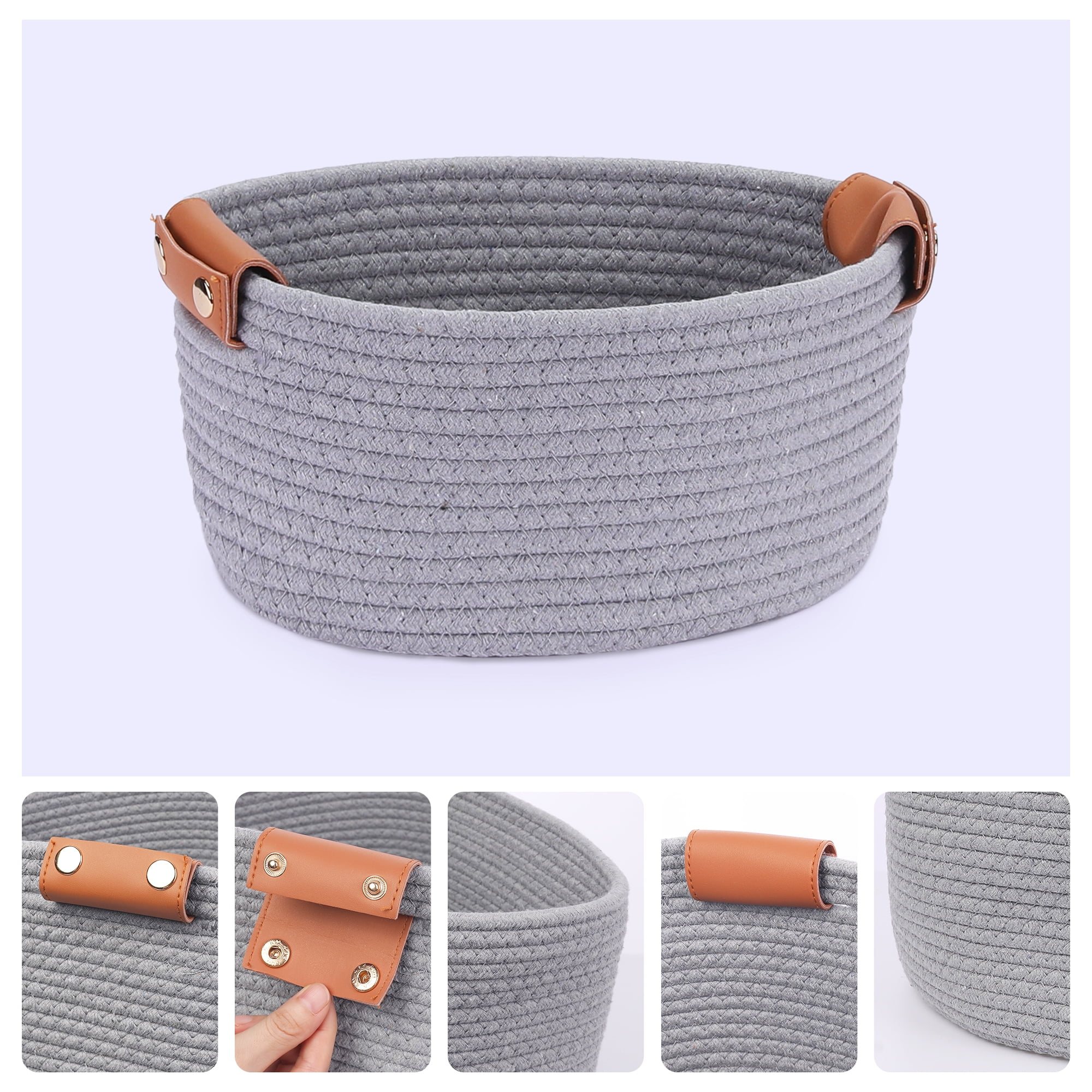 Unique Bargains 1 PC Woven Storage Basket Shelf Closet Storage Bin for Home Decor Grey S