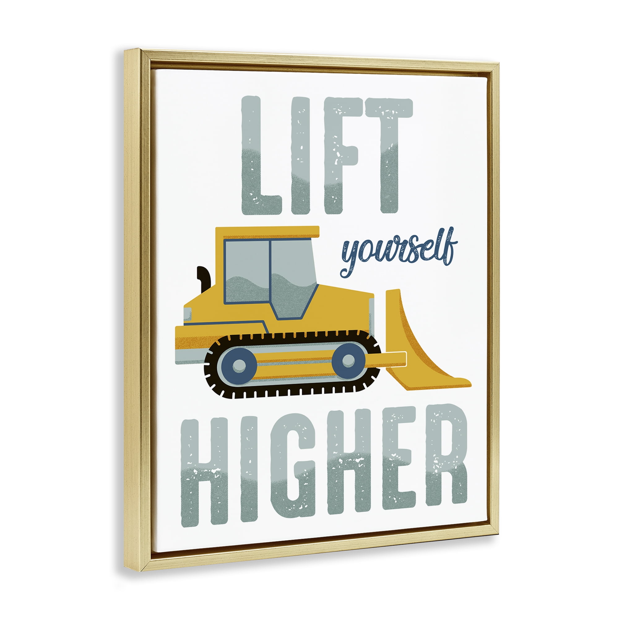 Stupell Industries Lift Yourself Higher Phrase Transportation Painting Gold Floater Framed Canvas Art Print Wall Art, 17 x 21