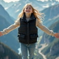 thumbnail image 2 of KAUOD Boys Cargo Puffer Vest Zip up Collar Winter Padded Sleeveless Jackets Kids Toddler Snap Button Pockets down Outwear, 2 of 4