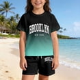 thumbnail image 2 of Byoo Toddler Girl Brooklyn Gradient T Shirt and Short Set Breathable Casual Everyday Summer Outfit, 2 of 5