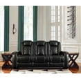 thumbnail image 6 of Benzara Upholstered Faux Leather Power Recliner Sofa with LED Lighting in Black, 6 of 6