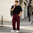 thumbnail image 5 of Hsovts Mens Cargo Sweatpants Plus Size Baggy Jogger Sweatpants Drawstring Open Leg Big and Tall Workout Pants with Pockets Wine 3xL, 5 of 8