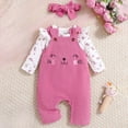thumbnail image 2 of masbird Baby Girl Clothes Newborn Infant Outfits Ruffle Ribbed Romper + Floral Pants + Headband Sets for Girls 3pcs,Hot Pink,3-6 M, 2 of 9