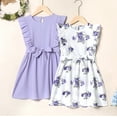 thumbnail image 2 of PatPat Kid Girl Ruffled Floral Purple Belted Sleeveless Dress,Sizes 4Y-12Y,One Piece, 2 of 7