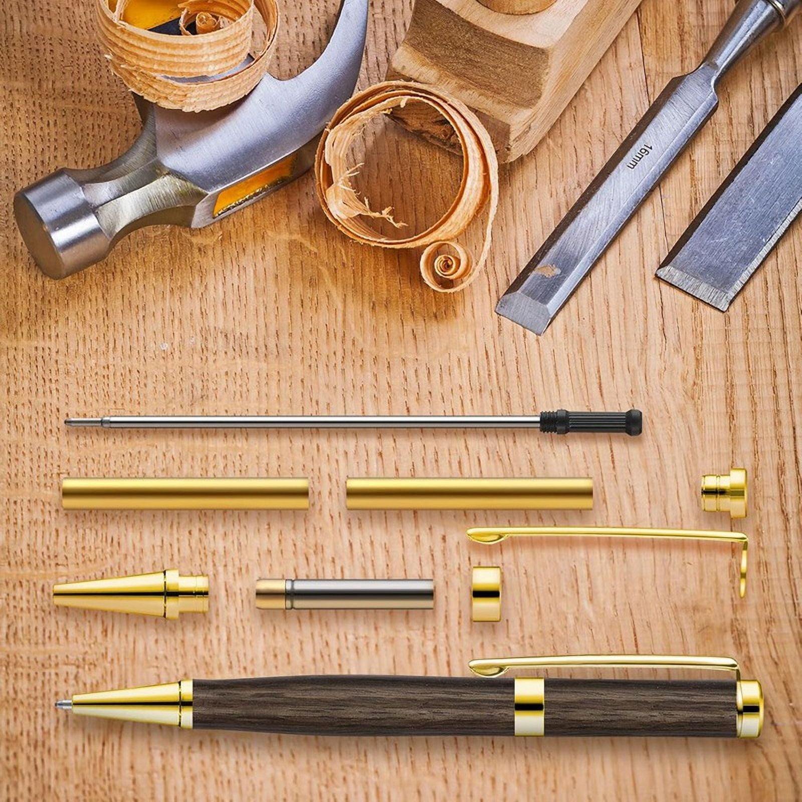 20pcs 7mm Slim Pen Set with Refills Wood Rotary Pen Kit Lathe Turning Supplies for DIY Copper Friends Teacher Student B