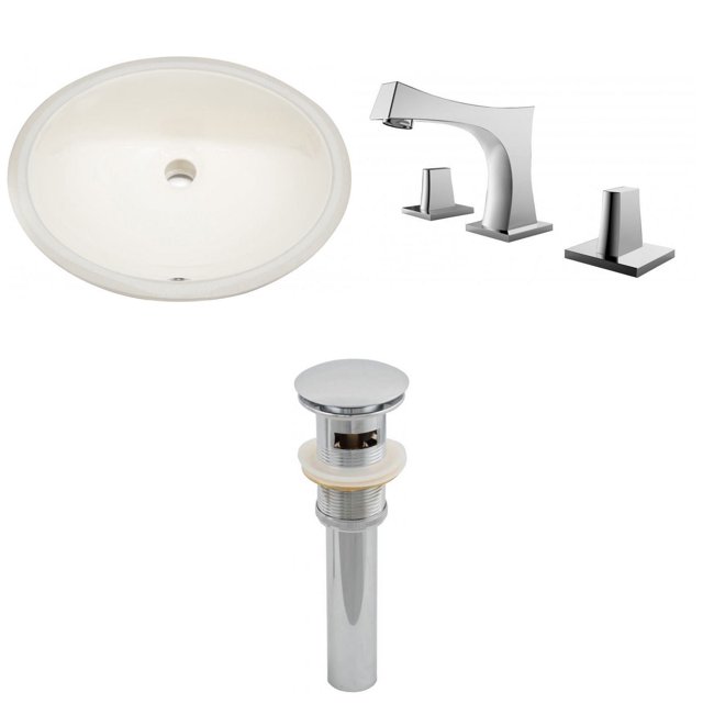 19.75-in. W CUPC Oval Bathroom Undermount Sink Set In Biscuit - Chrome Hardware - Overflow Drain Incl. AI-13241
