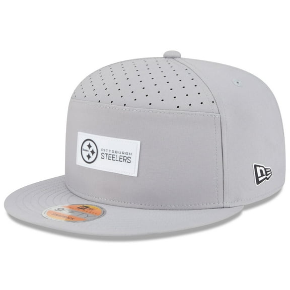 Men's New Era Gray Pittsburgh Steelers 2025 Sideline  Split Panel 9FIFTY Snapback Hat