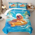 thumbnail image 2 of Homewish Golden Retriever Dog Bed Spread Queen,Cute Duck Queen Coverlet Set,Hello Summer Print Decor,3 Pieces, 2 of 7