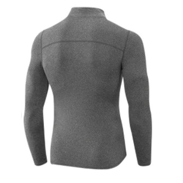 Qarigey Ropa interior térmica para hombre, camisetas deportivas de invierno de alta elasticidad para hombre, jersey largo con cremallera para Camisetas Gris Qarigey AP013564-04