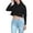Black, variant on Women's Long Sleeved Crop Top Hoodie LH13118 - Charcoal - Medium
