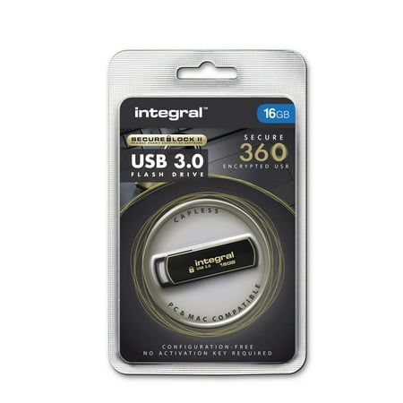 Integral 16GB Secure 360 Encrypted USB3.0 Flash Drive 256-bit AES Encryption Model (Best Encrypted Usb 3.0 Flash Drive)