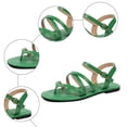 thumbnail image 7 of Gladiator Sandals for Women Solid Strappy Flip Flops Summer Flat Beach Shoes Casual Slingback Walking Shoes Green Size 6, 7 of 7