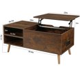 thumbnail image 2 of Hommpa 39 Inch Wood Lift Top Coffee Table with Charging Station & Hidden Compartment and Storage Shelf Lift Desktop Dining Table for Home Living Room Office, 2 of 9