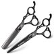 thumbnail image 1 of Juego de tijeras profesionales para cortar el cabello de 6 pulgadas, tijeras de barbero de acero inoxidable 440C, 2 piezas, color negro., 1 of 4