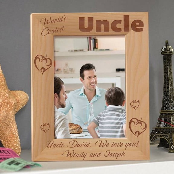 World's Coolest Uncle Personalized Wooden Picture Frame 8" x 10" Brown (Vertical)