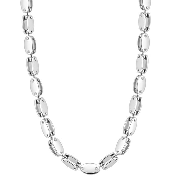 Pompeii Men's Polished Steel Clasp Single Tone 8mm Flexible Link 24" Chain (,)