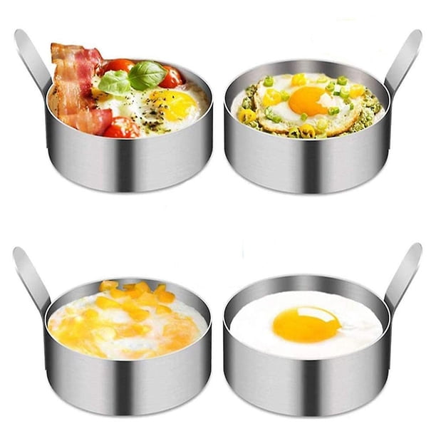 Anillo para huevos, molde para tortilla de acero inoxidable de 4 piezas, molde para hornear para cocinar huevos fritos/panqueques/tortillas y más, revestimiento antiadherente, acero inoxidable de grado alimenticio Rojo Verde Cocina, Decoración y Otros