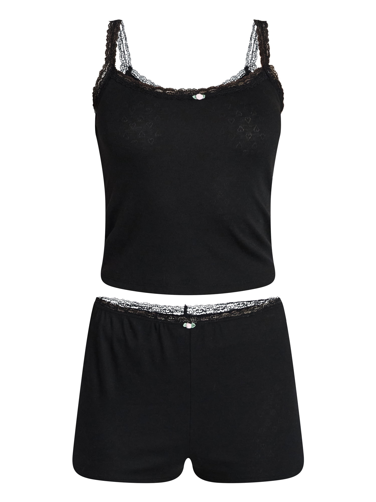 No Boundaries Sleep Top and Shorts Pajama Set, 2-Piece, Women’s XXS-3X