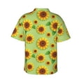 thumbnail image 3 of Daiia Sunflower Leaves Hawaiian Shirt for Men Gentle Cotton Regular Short Sleeve Casual-Large, 3 of 9