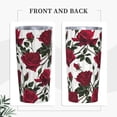 thumbnail image 2 of 20oz Tumbler With Lid And Straw, Roses And Leaves Vacuum Insulated Iced Coffee Mug Reusable Travel Cup Stainless Steel Water Bottle, 2 of 6