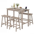 thumbnail image 2 of Costway 4 PCS Counter Height Dining Table Set with Power Outlet Saddle Backless Bench Stools Light Gray, 2 of 11