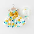thumbnail image 2 of KDFJPTH Baby Girls Colorful Polka Dot Print Princess Casual Dress Summer Big Bowknot A-Line Party Dresses With Straw Hat, 2 of 4