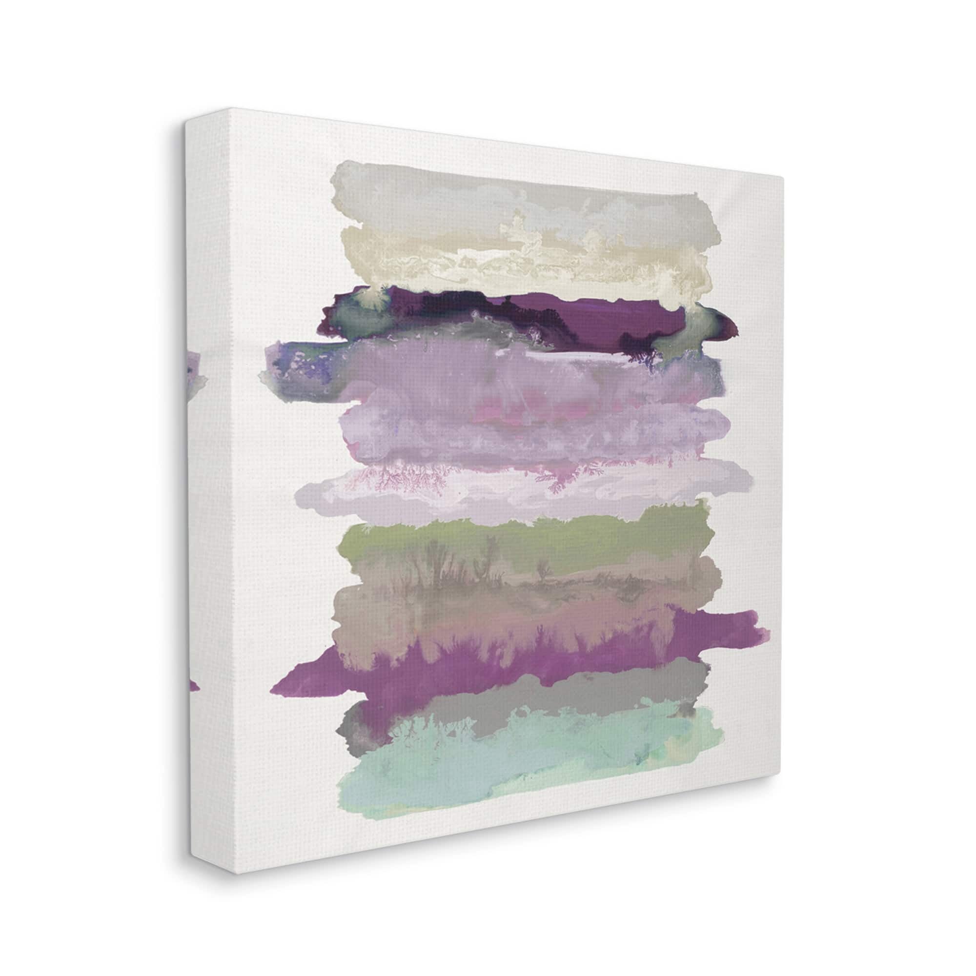 Stupell Industries Abstract Layered Surreal Shapes Purple Green Tones,36 x 36,Designed by Randy Hibberd
