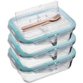 thumbnail image 1 of Brandtrendy - Juego de 3 Contenedores de Vidrio para Preparaci&oacute;n de Comidas con divisiones, organizaci&oacute;n y almacenamiento de cocina, contenedor transparente con tapas, resistente, 1 of 9