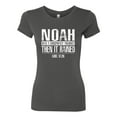 thumbnail image 2 of Wild Bobby Noah Was A Conspiracy Theorist Inspirational/Christian Women Slim Fit Junior Tee, Dark Grey, Small, 2 of 5