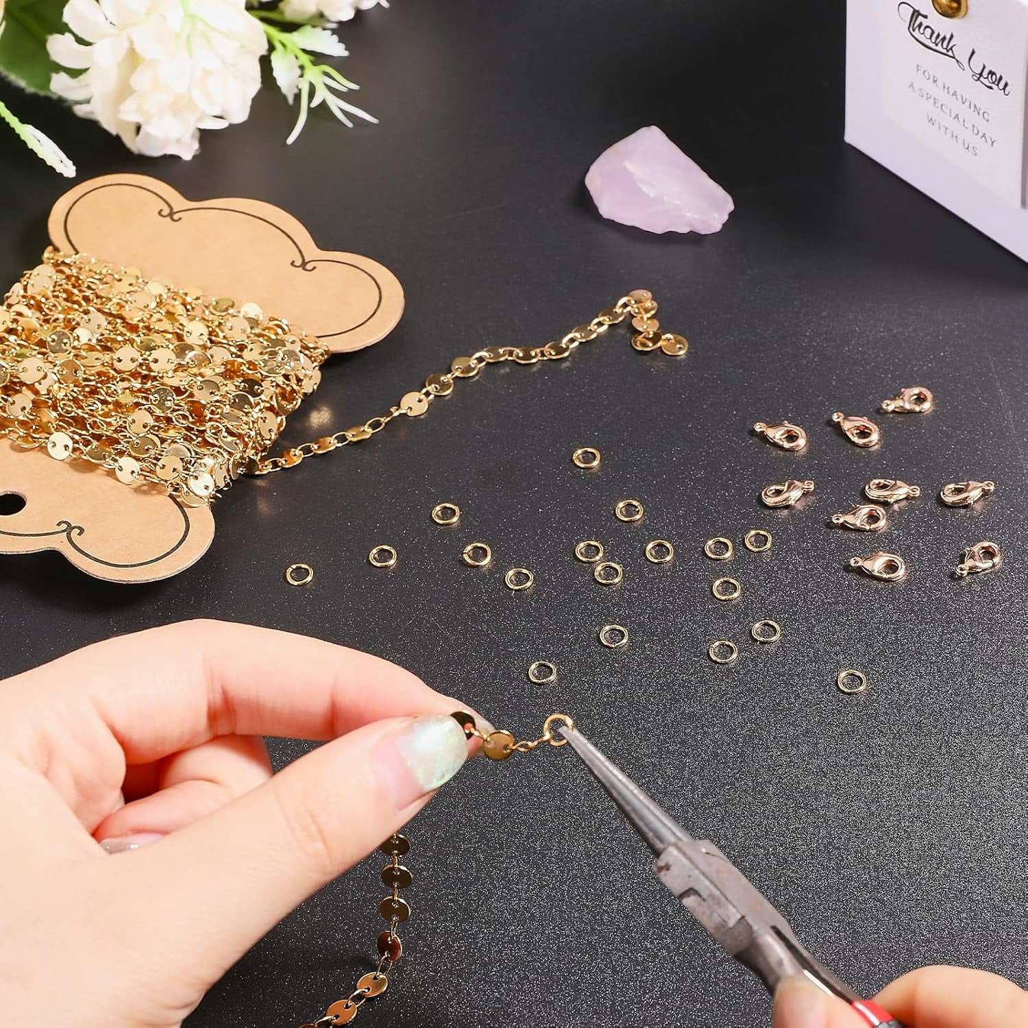 1set Necklace Kits Including 304 Stainless Steel Link Chains Brass Lobster Claw Clasp & Open Jump Rings Golden 5x0.5mm 5m