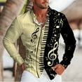 thumbnail image 1 of Camisa de hombre 2024 con notas musicales y teclas de piano, cuello alto y solapa, manga larga, ropa estampada, ropa de lino, diseñador de moda, informal, 1 of 6
