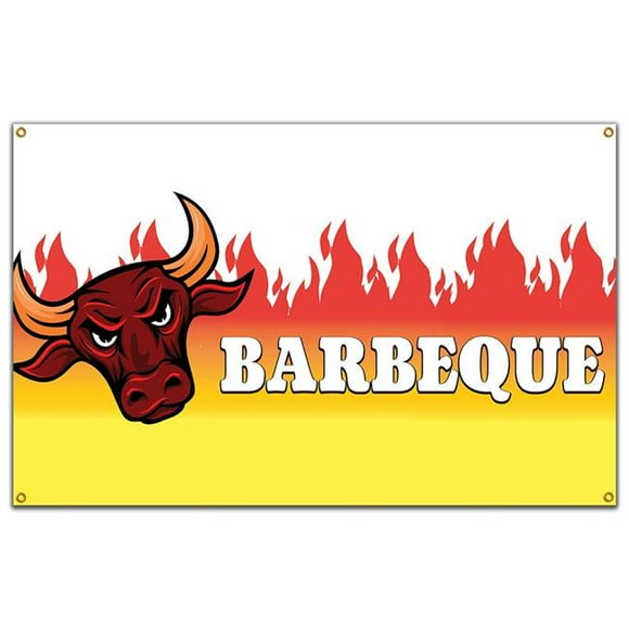 SignMission B-60 Barbeque19 60 in. Barbeque Banner with Concession Stand Food Truck Single Sided