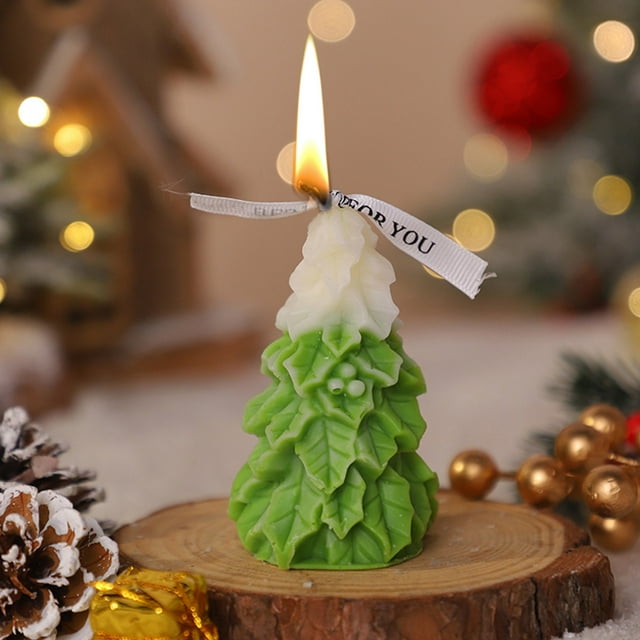 BAOPAI Christmas Tree Aroma Candle Hand-Poured Soy Wax Clean Burning Realistic Texture Home Decor Gift Enduring Natural Material 3.74x2.36in