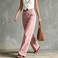 thumbnail image 5 of hlysgo Womens Wide Leg Linen Pants Trendy Straight Leg High Waisted Dress Pants Business Casual Work Trousers with Pockets Pink,M, 5 of 5